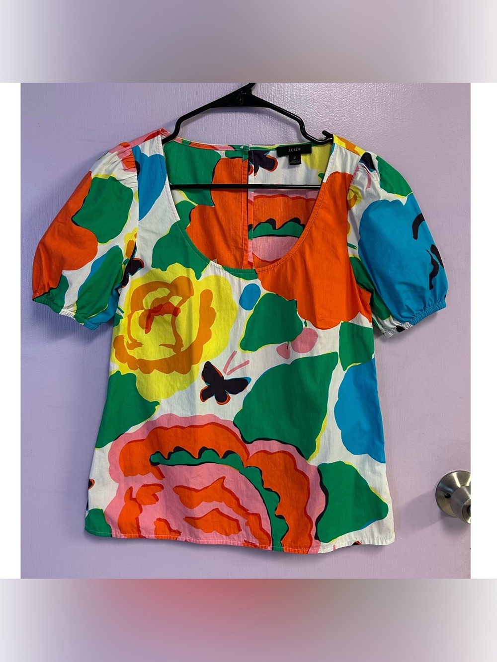 J.Crew Scoopneck Cotton Poplin Top Size 2